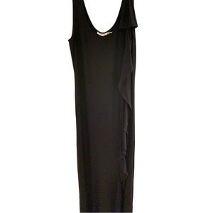CALVIN KLEIN Jersey Knit Sleeveless Side Ruffle Maxi Dress 10